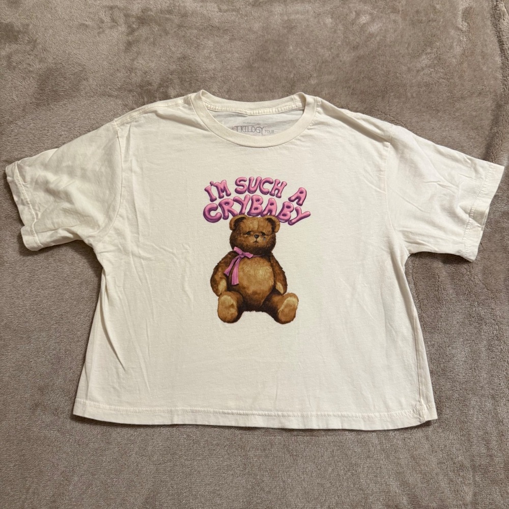 Melanie Martinez The Trilogy Tour Crybaby Bear Crop Top Cream T-Shirt Size M